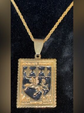 Vintage Joan Rivers "French Postage Stamp" Enamel Necklace